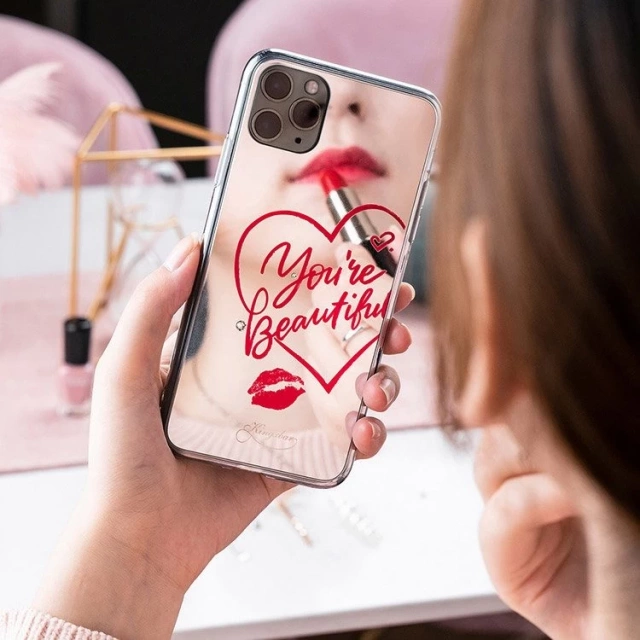 Kingxbar Angel lustrzane etui ozdobione oryginalnymi Kryształami Swarovskiego iPhone 11 Pro Max lusterko przezroczysty