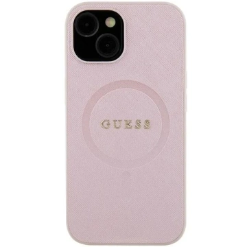 Guess GUHMP15MPSAHMCP Hülle für iPhone 15 Plus 6,7" Hardcase Saffiano MagSafe rosa/rosa