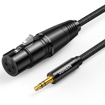 Kabel audio AV182 UGREEN XLR żeński do jack 3.5 męski  2m czarny