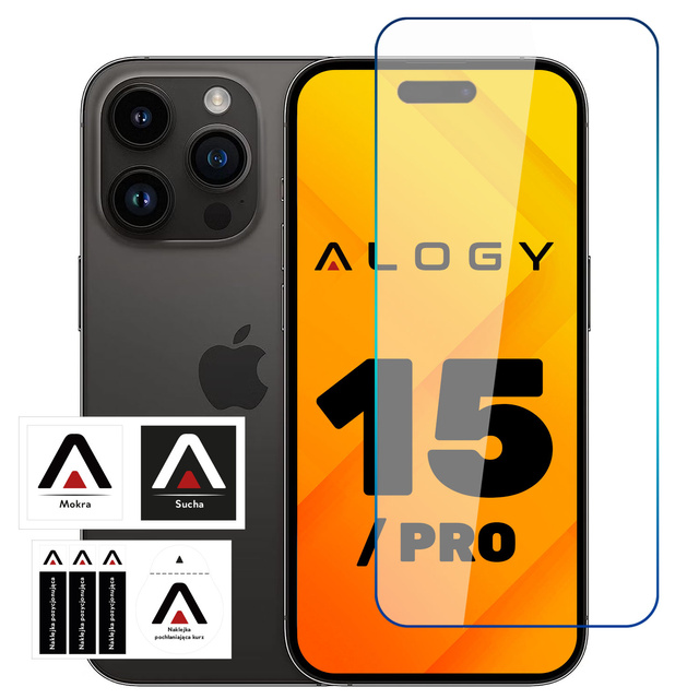 Szkło hartowane 9H do iPhone 15 / 15 Pro / 16 na ekran Alogy Screen Protector PRO+