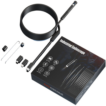 Alogy Duo Cam 1920 Full HD Endoskop-Inspektionskamera Lightning Endoskop für iPhone, USB-C, Micro-USB 3m 8mm schwarz