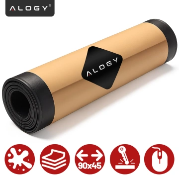 Podkładka na biurko 90×45 cm – antypoślizgowa mata ochronna z eleganckiej ekoskóry PU, pod mysz i klawiaturę, stylowa i trwała – Alogy WorkMat™ Czarna