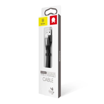 Baseus Nimble Flachkabel USB / USB-C Kabel mit Halter 2A 0.23M schwarz (CATMBJ-01)