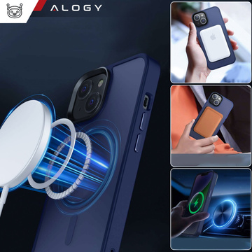 Hülle für iPhone 14 Plus MagSafe Matt Case Cover Matte Alogy Ring Armored Phone Case Marineblau
