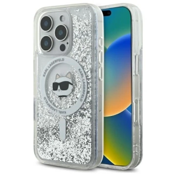 Etui Karl Lagerfeld für iPhone 16 Pro Max 6,9" Magsafe Hardcase Transparent Liquid Glitter Choupette Head