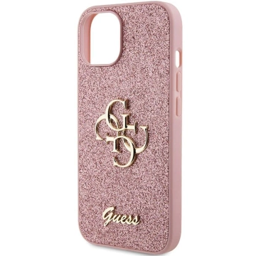 Original GUESS Hardcase GUHCP15SHG4SGP Hülle für iPhone 15 (Fixed Glitter Big 4G / Pink)