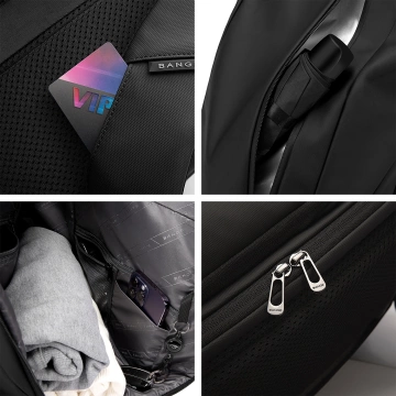 Bange wasserdichter Rucksack für 15,6-Zoll-Laptop, Stadtreisender, 45 x 30 x 16 cm, für Arbeit, Flugzeug, Herren, Damen, mit USB-Anschluss Schwarz