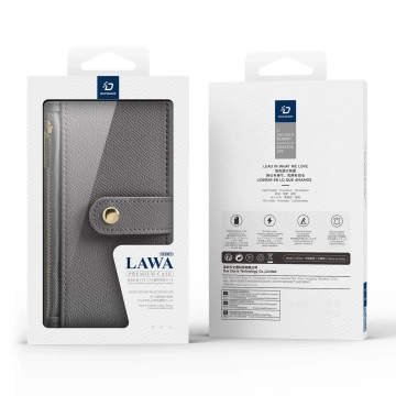 iPhone 16 Pro Dux Ducis Lawa Lederhülle mit MagSafe Wallet Grau