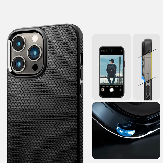 Etui obudowa plecki Spigen Liquid Air do Apple iPhone 14 Pro Matte Black + Szkło