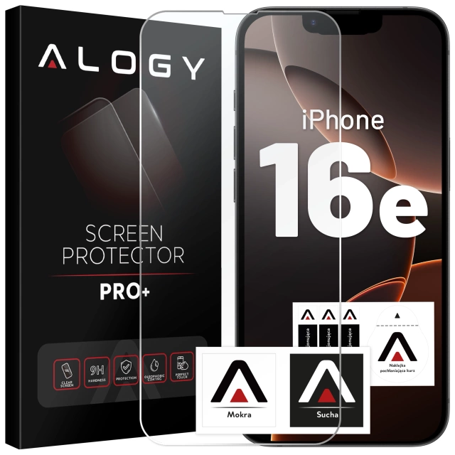 Szkło hartowane do Apple iPhone 16e ochronne szkiełko na ekran 9H Alogy Heavy Pro+™️