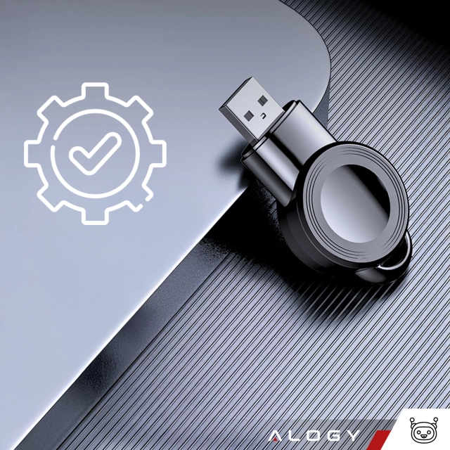 Mini ładowarka indukcyjna do ładowania Apple Watch USB Alogy High-end Chip Czarna
