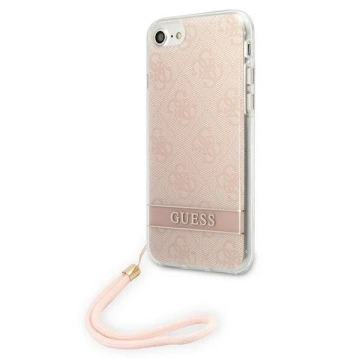 Etui na telefon Guess do iPhone SE 2022 / SE 2020 / 7/ 8 różowy/pink hardcase 4G Print Strap