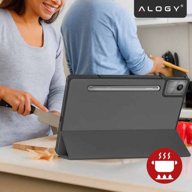 Etui do Lenovo IdeaTab Pro / Pro MT 12.7" TB-373, Ochronne z Klapką i Miejscem na Rysik, Składana Okładka Bumper, Alogy BookGuard™ – Szare