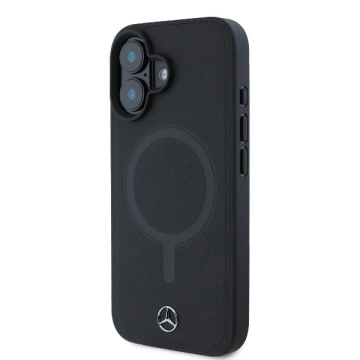 Mercedes Hülle für iPhone 16 6,1" Czarny MagSafe Hardcase Glattleder