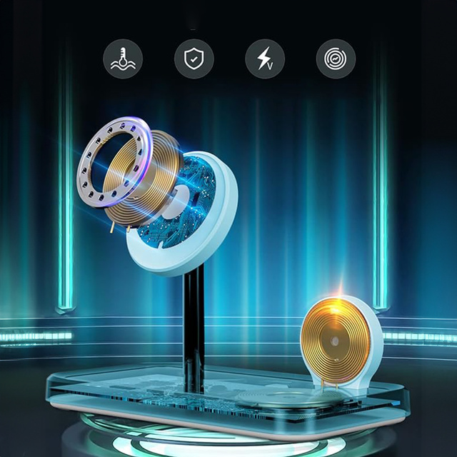 Ładowarka indukcyjna Qi Mag Safe 15W do iPhone Apple Watch AirPods 3w1 bezprzewodowa stojak podstawka biała