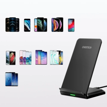 Choetech Set aus 2 x Qi Wireless Charger Stand Stand 10W schwarz (T524-S) USB - Micro USB Kabel 1,2m (MIX00093)