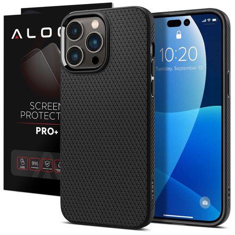 Etui obudowa plecki Spigen Liquid Air do Apple iPhone 14 Pro Matte Black + Szkło