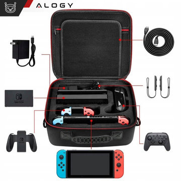 Koffer Koffer Koffer Tasche für Nintendo Switch OLED Zubehör 21 Spiele Alogy Wasserdicht mit Riemen Schwarz