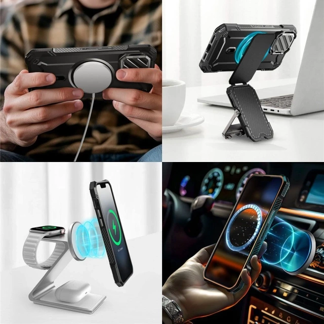 Etui Supcase UB XT Mag MagSafe iPhone 16e Black z podstawką