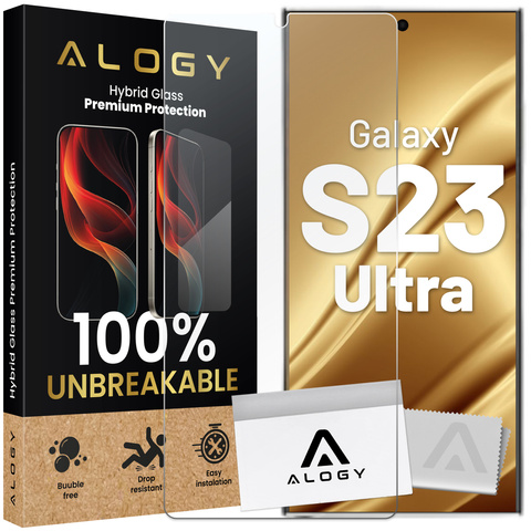 Szkło "NIETŁUKĄCE" do Samsung Galaxy S23 Ultra na ekran hybrydowe Alogy Flexi Glass 9H Case Friendly płaskie na ekran