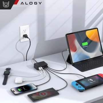 HUB-Splitter Alogy-Adapter für Computer-Laptop mit USB-C auf 3x USB-A 2.0 1x USB-A 3.0 Grau