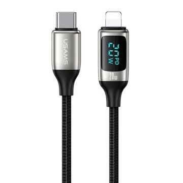 USAMS U78 USB-C auf Lightning LED geflochtenes Kabel 1,2 m 20 W PD Schnellladung weiß/weiß SJ545USB02 (US-SJ545)
