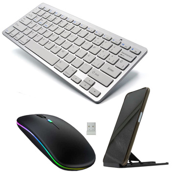 Universelle kabellose Bluetooth-Tastatur für iPad iMac iOS Android Windows BT-Maus, geräuschlos, verstellbarer Ständer