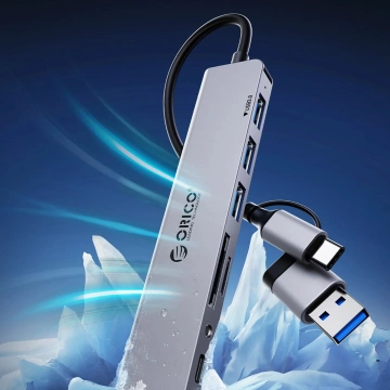 Hub USB-A/USB-C Orico YSA5-U3 3x USB-A 2.0 + 1x USB-A 3.0 Szary