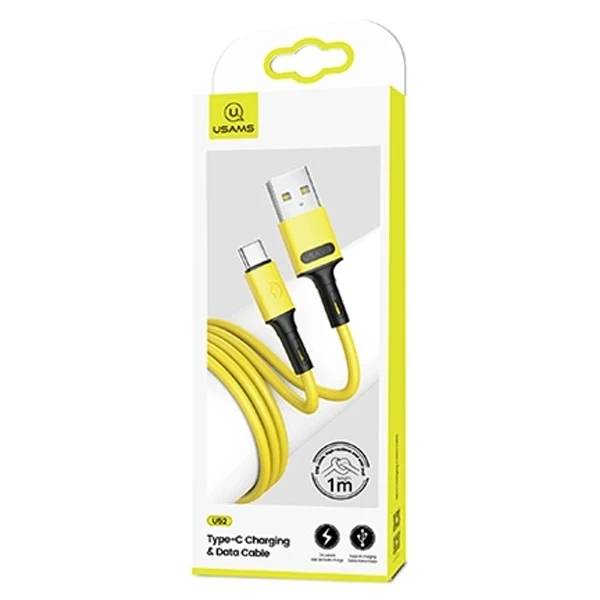 USAMS Kabel U52 USB-C 2A Fast Charge 1m żółty