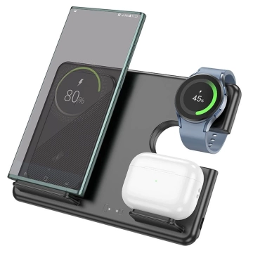 Hoco 3in1 15W Qi Induktives Ladegerät - Telefon, Galaxy Watch