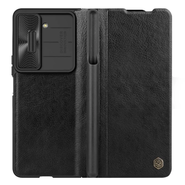 Nillkin Qin Leather Pro Ledertasche mit Kameraschutz für Samsung Galaxy Z Fold 5 – Schwarz
