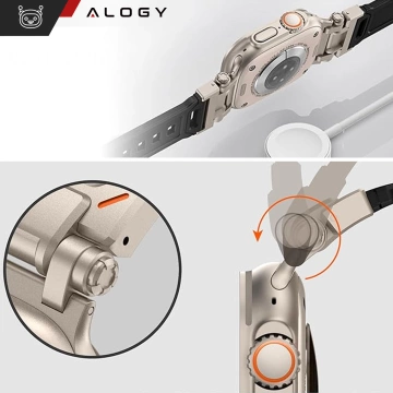 Alogy Luxus-Metall-TPU-Armband für Apple Watch 42/44/45/49 mm, Schwarz