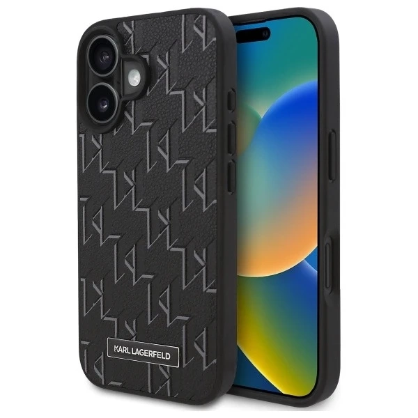 Karl Lagerfeld Hülle für iPhone 16 Plus 6,7" Schwarz Magsafe Hardcase Hot Stamp