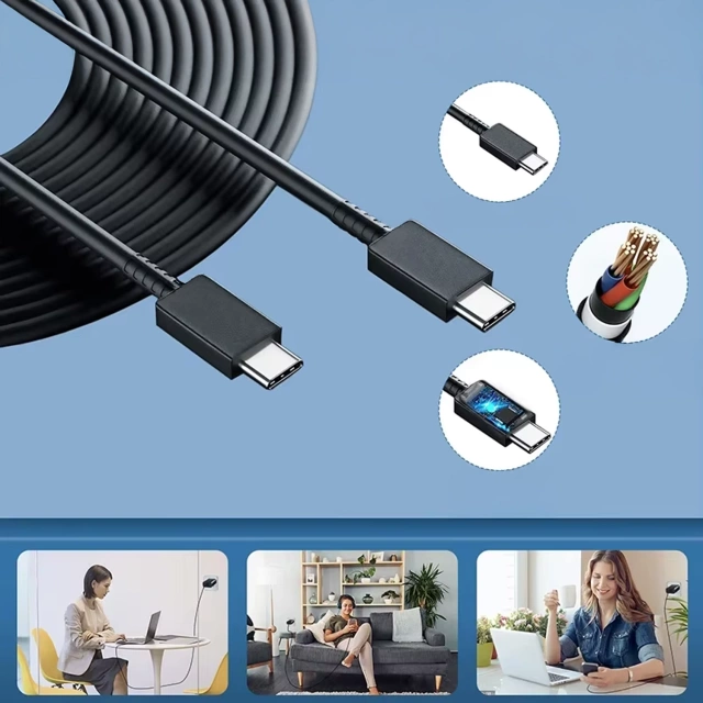 Oryginalny kabel Samsung USB-C do USB-C EP-DW767 do ładowania 1.8m 3A 25W / 45W Czarny