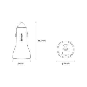Baseus Golden Contactor Pro Autoladegerät USB-A 2x USB-C 65W dunkelgrau (CGJP010013)