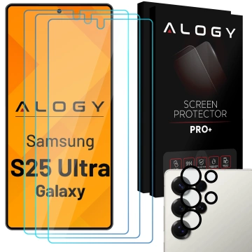 3x Szkło hartowane na ekran + szkło na obiektyw do Samsung Galaxy S25 Ultra ochronne szkiełko na ekran i aparat 9H Alogy GlassGuard Pack™️ zestaw szkieł ochronnych