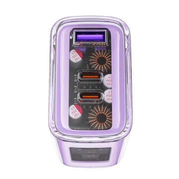 Acefast A45 GaN 65W Wandladegerät 3 USB-Anschlüsse (1xUSB, 2xUSB-C) Grau