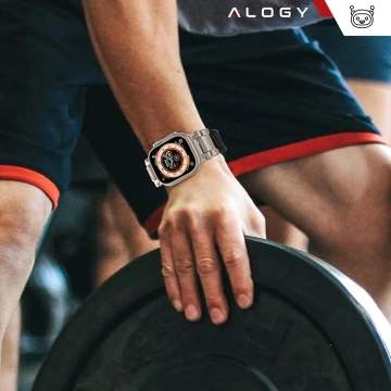 Alogy Luxus-Metall-TPU-Armband für Apple Watch 42/44/45/49 mm, Schwarz