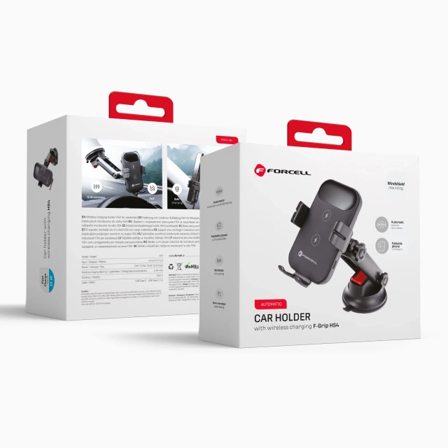 Uchwyt Samochodowy Ładowarka FORCELL F-GRIP HS4 Indukcja 15W czarny