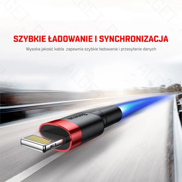 Kabel nylonowy Baseus Cafule Lightning 2,4A 50cm Czerwony