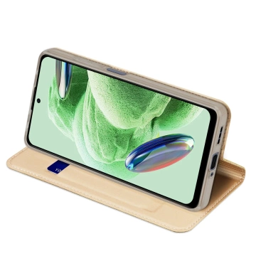 Dux Ducis Skin Pro Hülle für Xiaomi Redmi Note 12 5G / Poco X5 5G Flip Cover Card Wallet Stand Gold