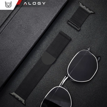 Alogy Stahlarmband für Apple Watch 42/44/45/49 mm Edelstahl Schwarz