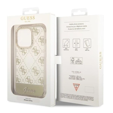 Etui Guess GUHCP14LHG4MHG für Apple iPhone 14 Pro 6,1" złoty/gold Hardcase 4G Pattern Script