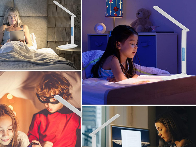 Lampa biurkowa Alogy LED ładowarka indukcyjna Qi 10W z wyświetlaczem Biała