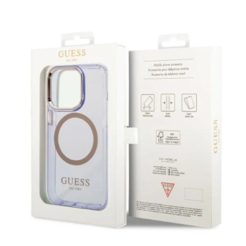 Etui Guess GUHMP14LHTCMU für iPhone 14 Pro 6,1" lila/lila Hartschale Gold Outline Translucent MagSafe