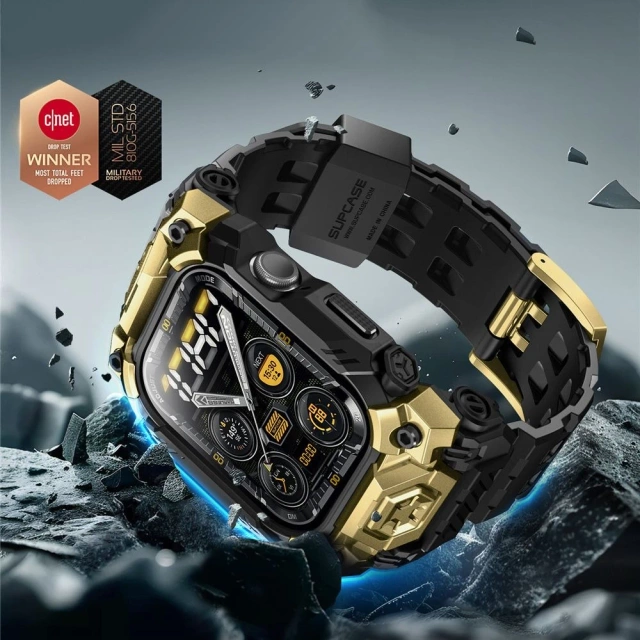 Etui z Paskiem do Apple Watch 10 (46mm) Czarno-Złote SUPCASE Unicorn Beetle Ore