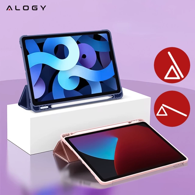 Etui do Apple iPad 10.2 9 gen 8/7 2021/2020/2019 Smart Pencil Case Alogy TPU obudowa na tablet Niebieskie + Szkło