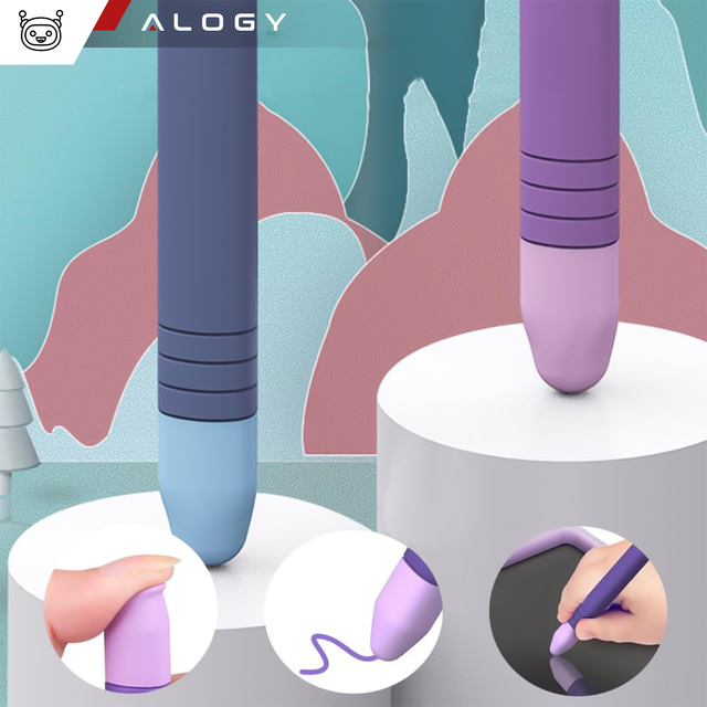 2x Rysik pojemnościowy dotykowy do ekranów telefonu tabletu Alogy Stylus Pen dla dzieci 10 cm Fioletowy i Niebieski