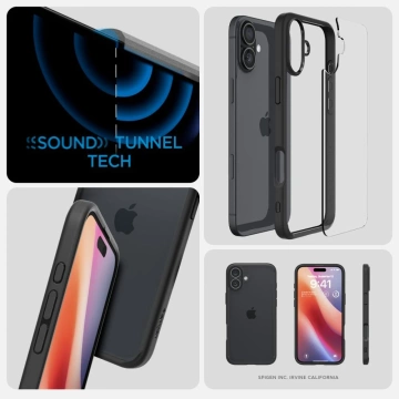 Etui Spigen Ultra Hybrid für Apple iPhone 16 Mattschwarz