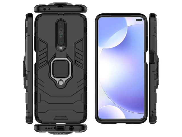 Etui obudowa Alogy Stand Ring Armor do Xiaomi Poco X2 czarne + Szkło